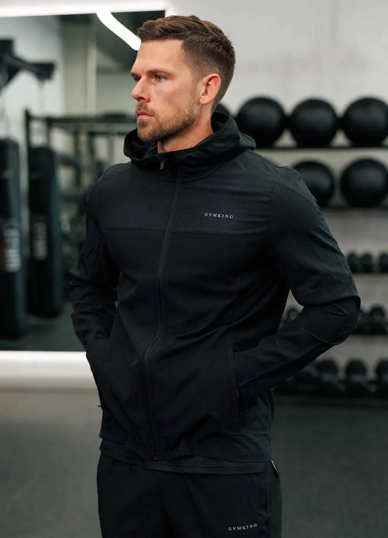 Gym King Hex Hood Tracksuit - Black/Fossil Grey sold by The Gym King product image thumbnail 4