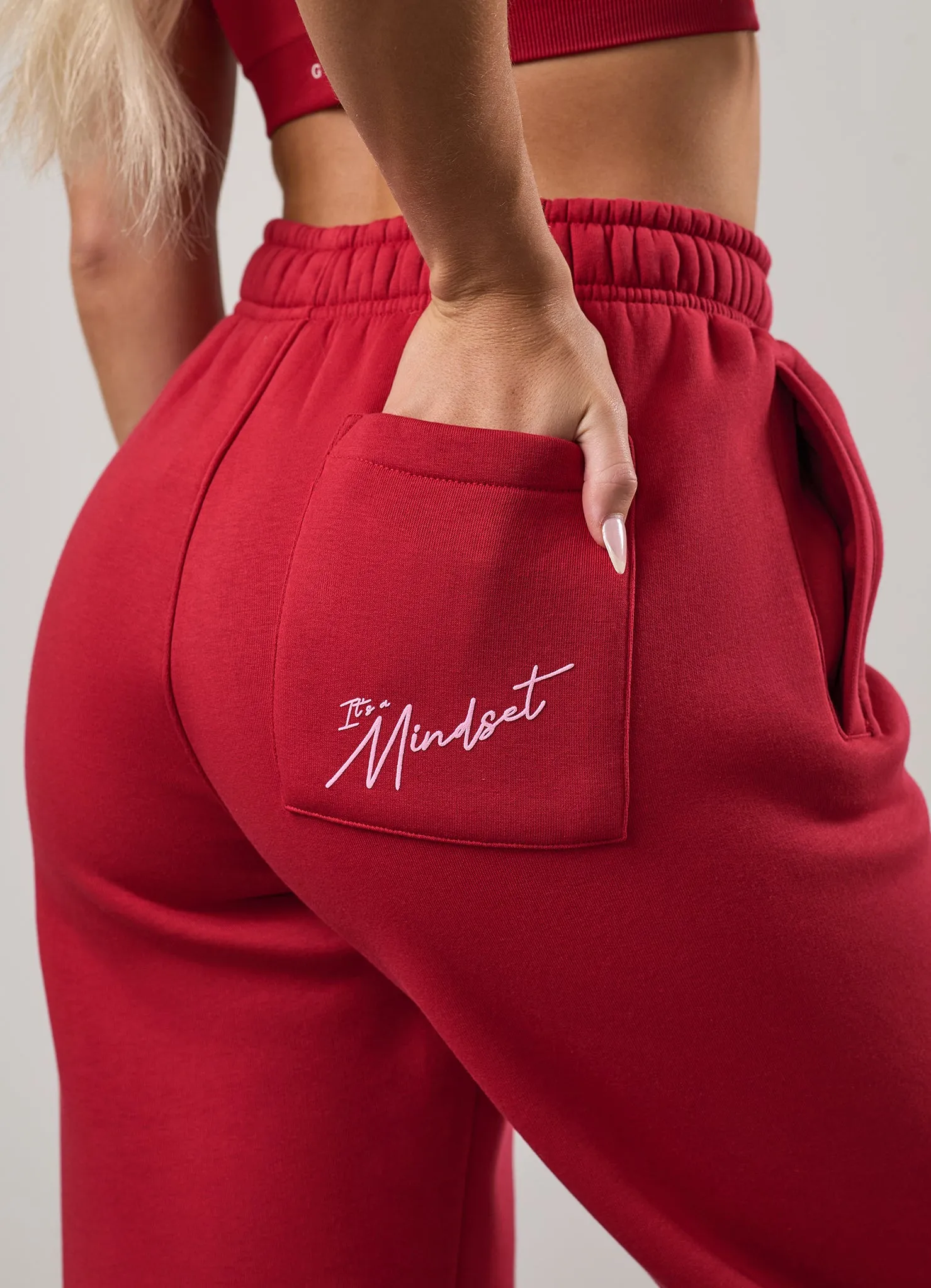 Gym King Script Mindset Relaxed Fit Jogger - Scarlet Red sold by The Gym King product image thumbnail 4