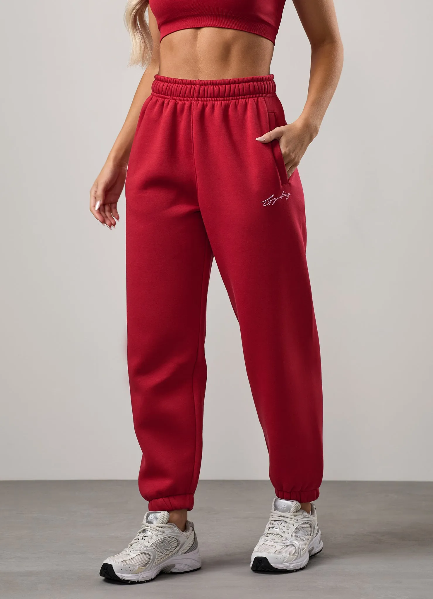 Gym King Script Mindset Relaxed Fit Jogger - Scarlet Red sold by The Gym King product image thumbnail 3