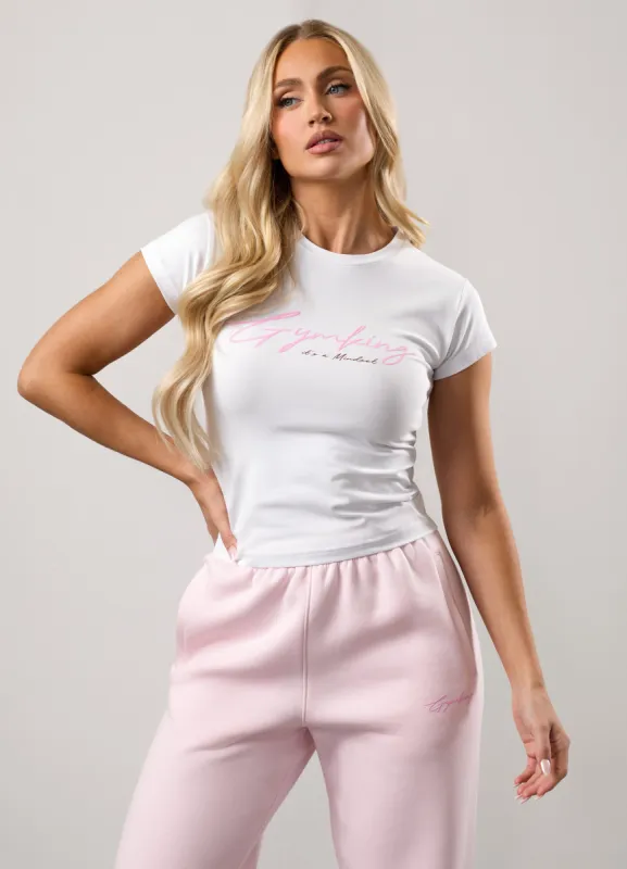Gym King Script Mindset Fitted Tee - White sold by The Gym King