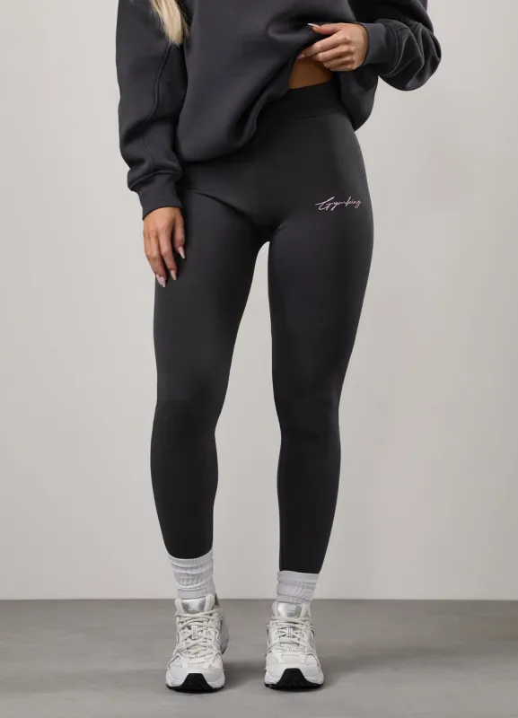 Gym King Script Mindset Cotton Jersey Legging - Dark Pewter sold by The Gym King