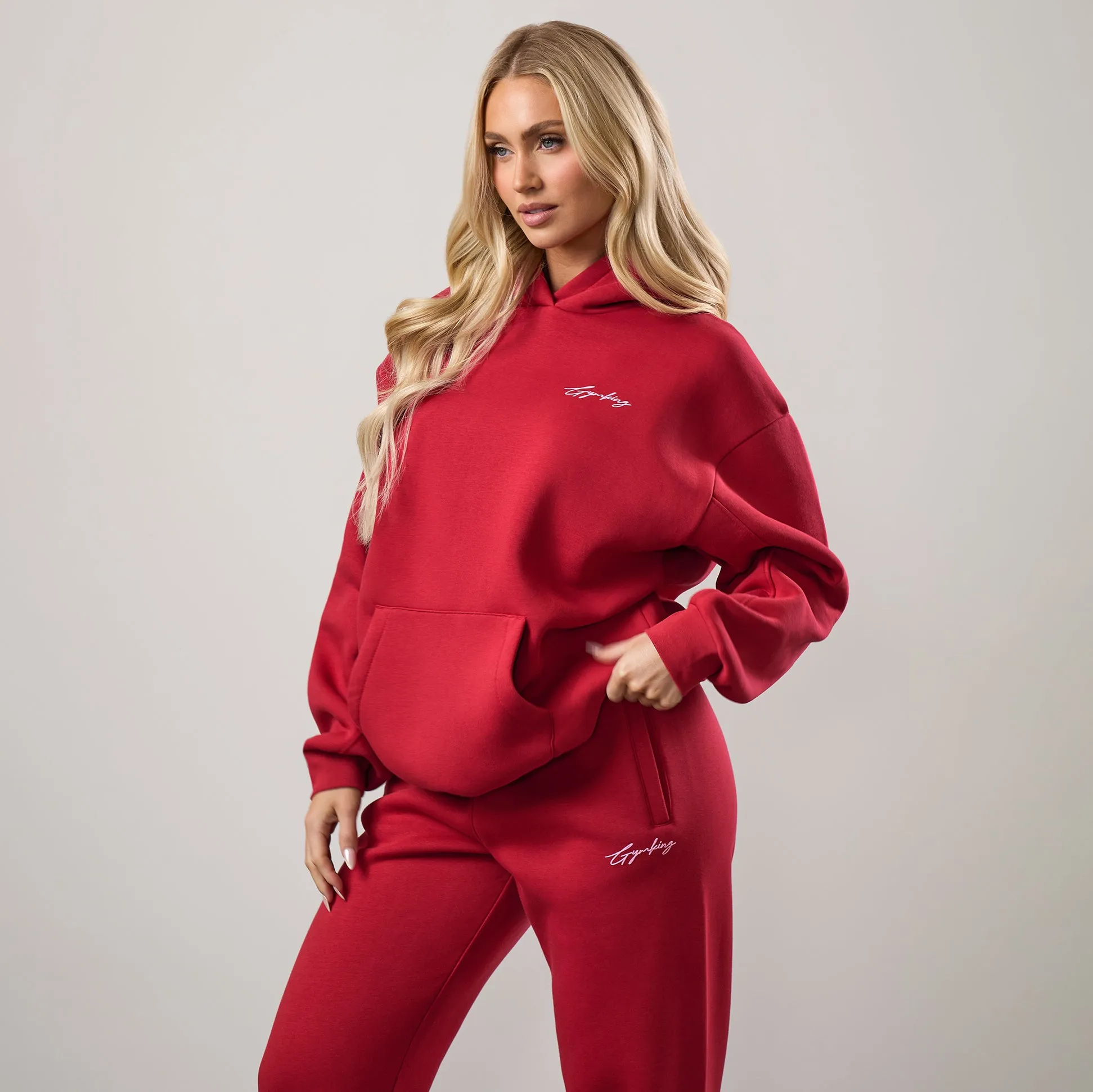 Gym King Script Mindset Oversized Fit Hood - Scarlet Red sold by The Gym King product image thumbnail 2