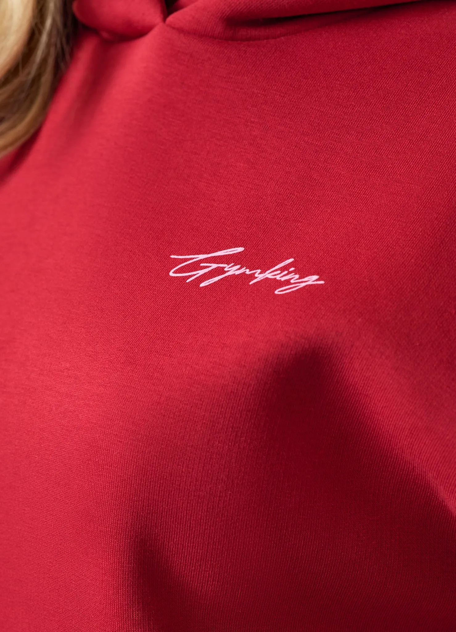 Gym King Script Mindset Oversized Fit Hood - Scarlet Red sold by The Gym King product image thumbnail 5