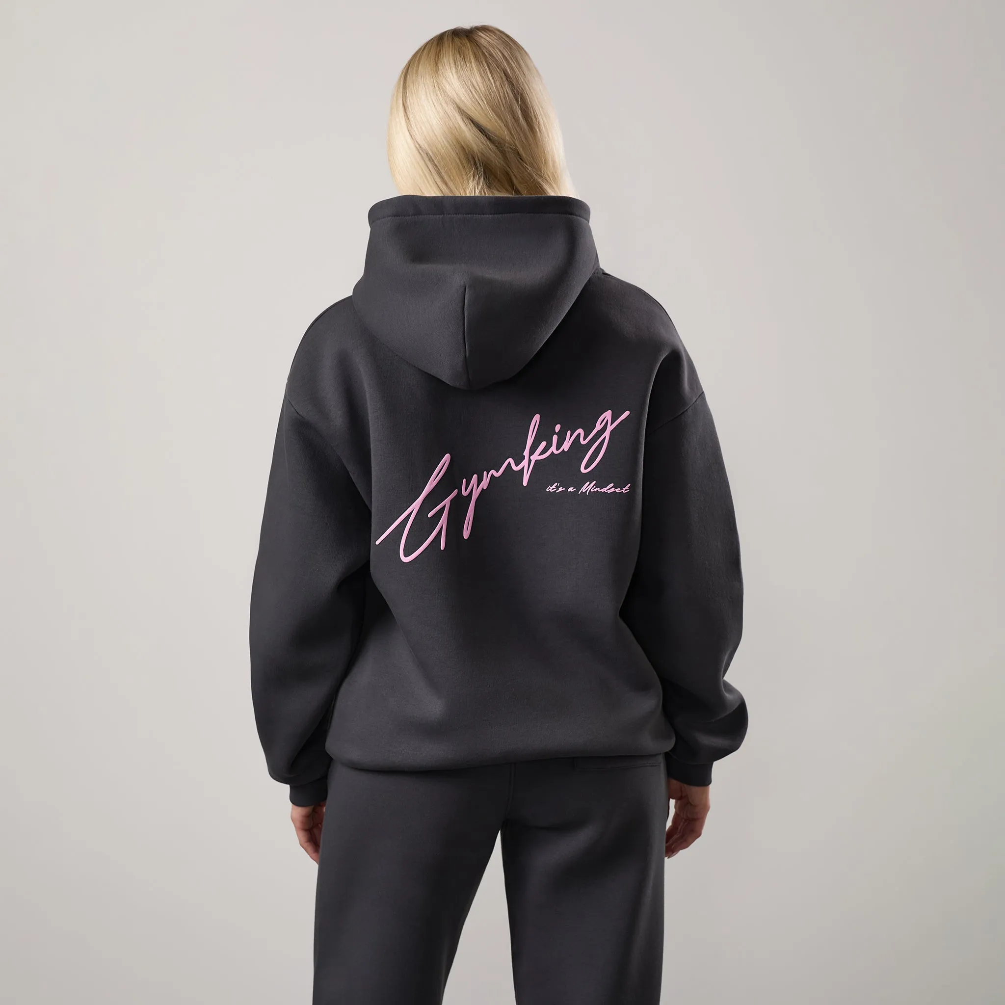 Gym King Script Mindset Oversized Fit Hood - Dark Pewter sold by The Gym King product image thumbnail 2