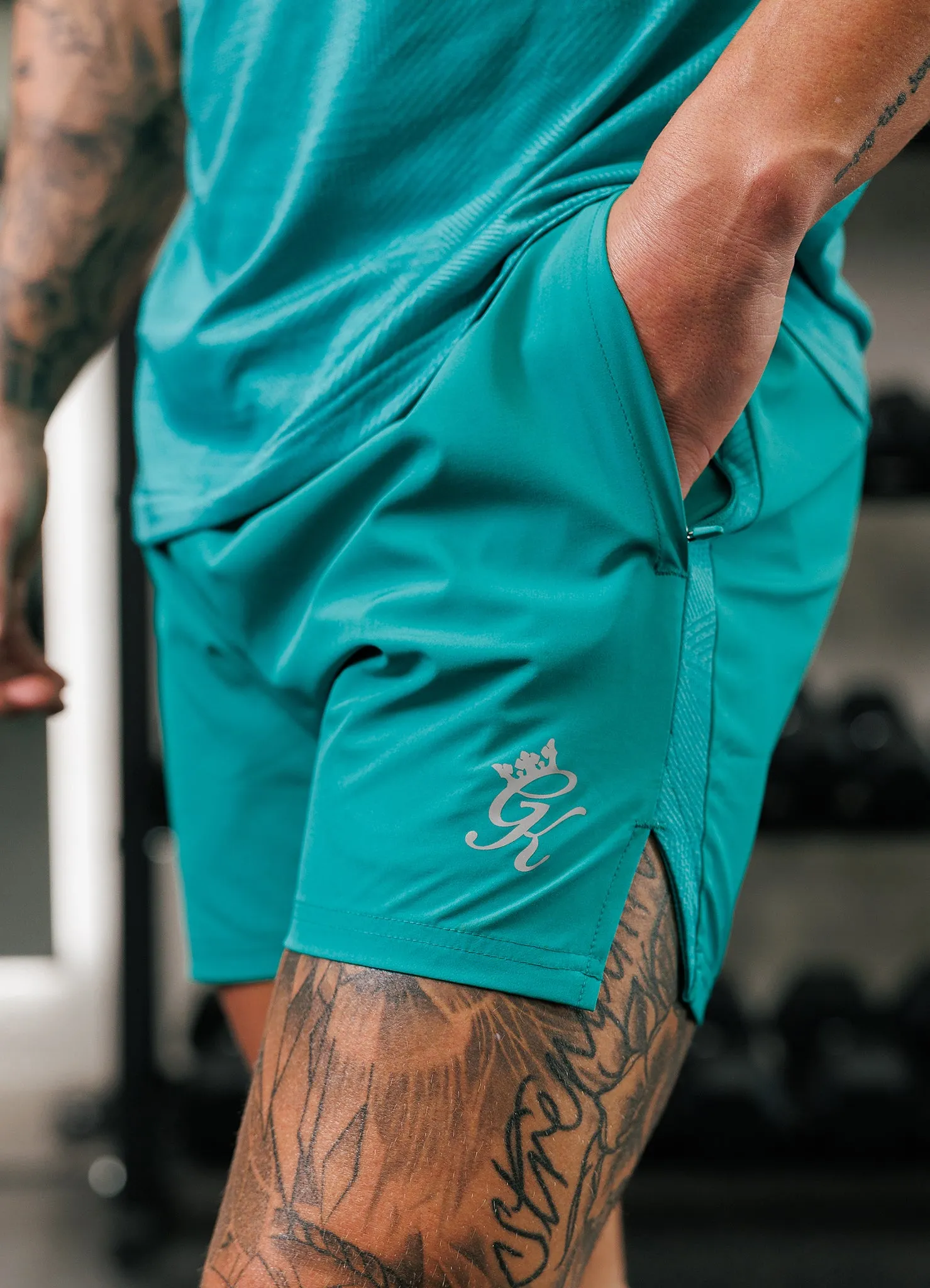 Gym King Geometric Knit 5" Short - Ultra Marine Green sold by The Gym King