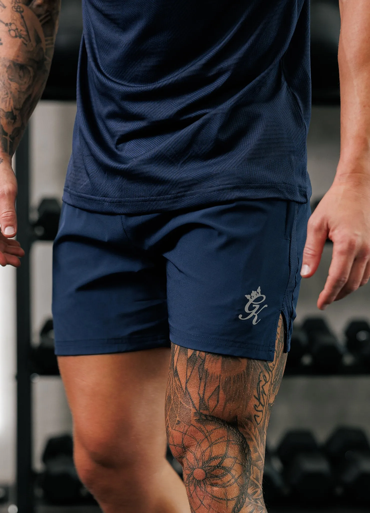 Gym King Geometric Knit 5" Short - Navy sold by The Gym King