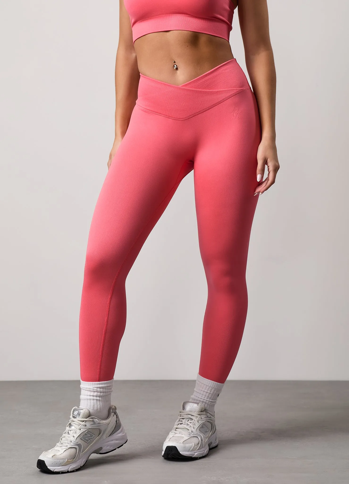 Gym King Transform Seamless Wrap Over Waist Leggings - Coral sold by The Gym King