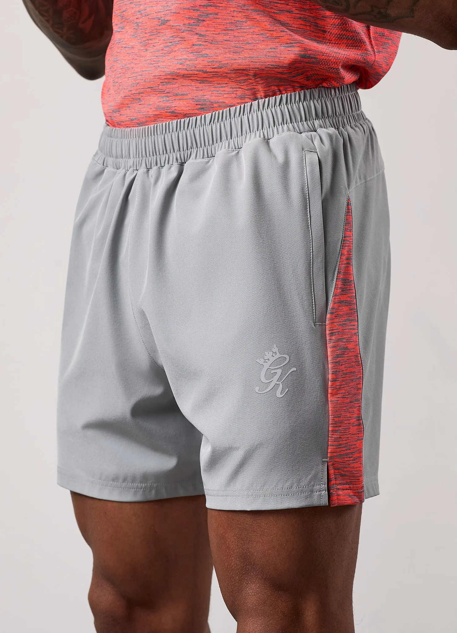 Gym King Space Dye Panel 6" Short - Urban Grey/Coral sold by The Gym King
