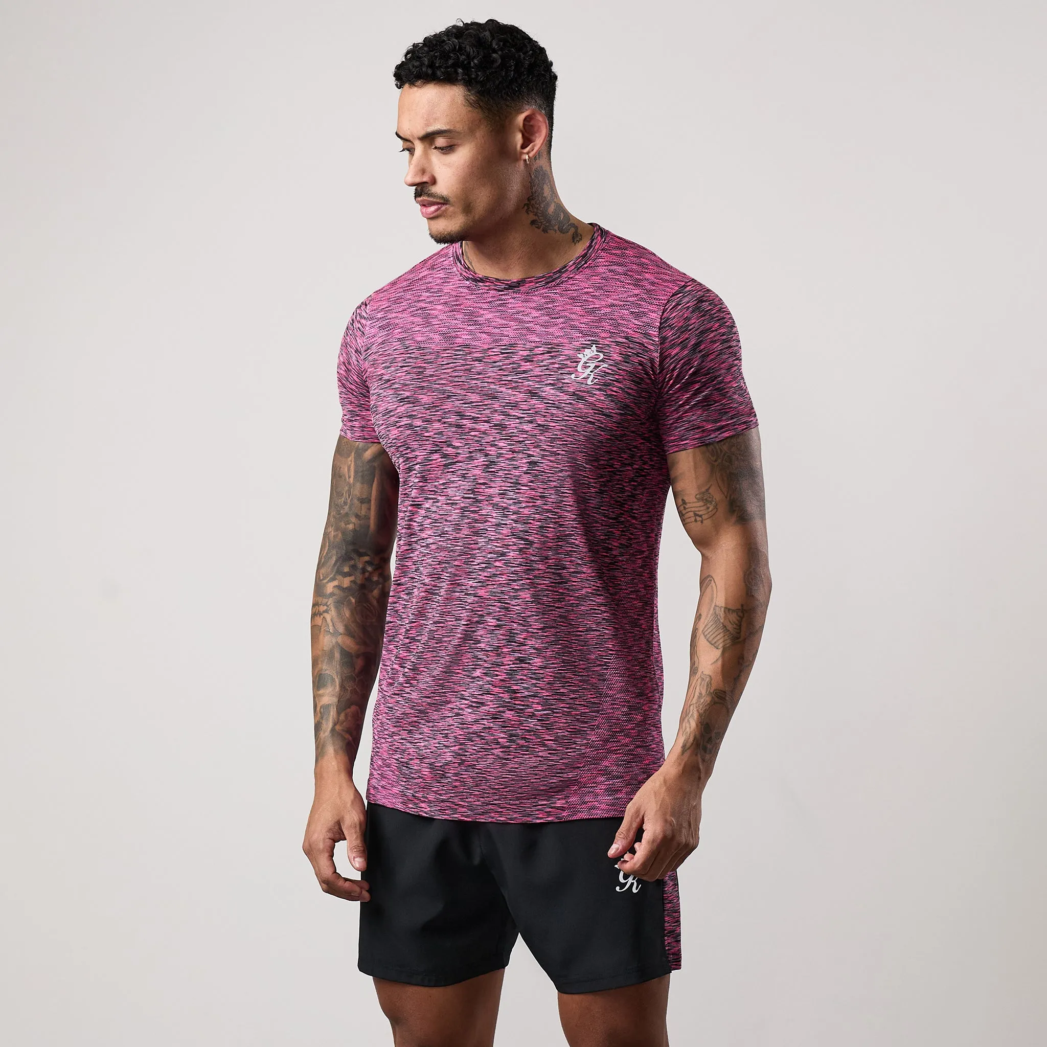 Gym King Seamless Space Dye Tee - Black/Pink sold by The Gym King product image thumbnail 2