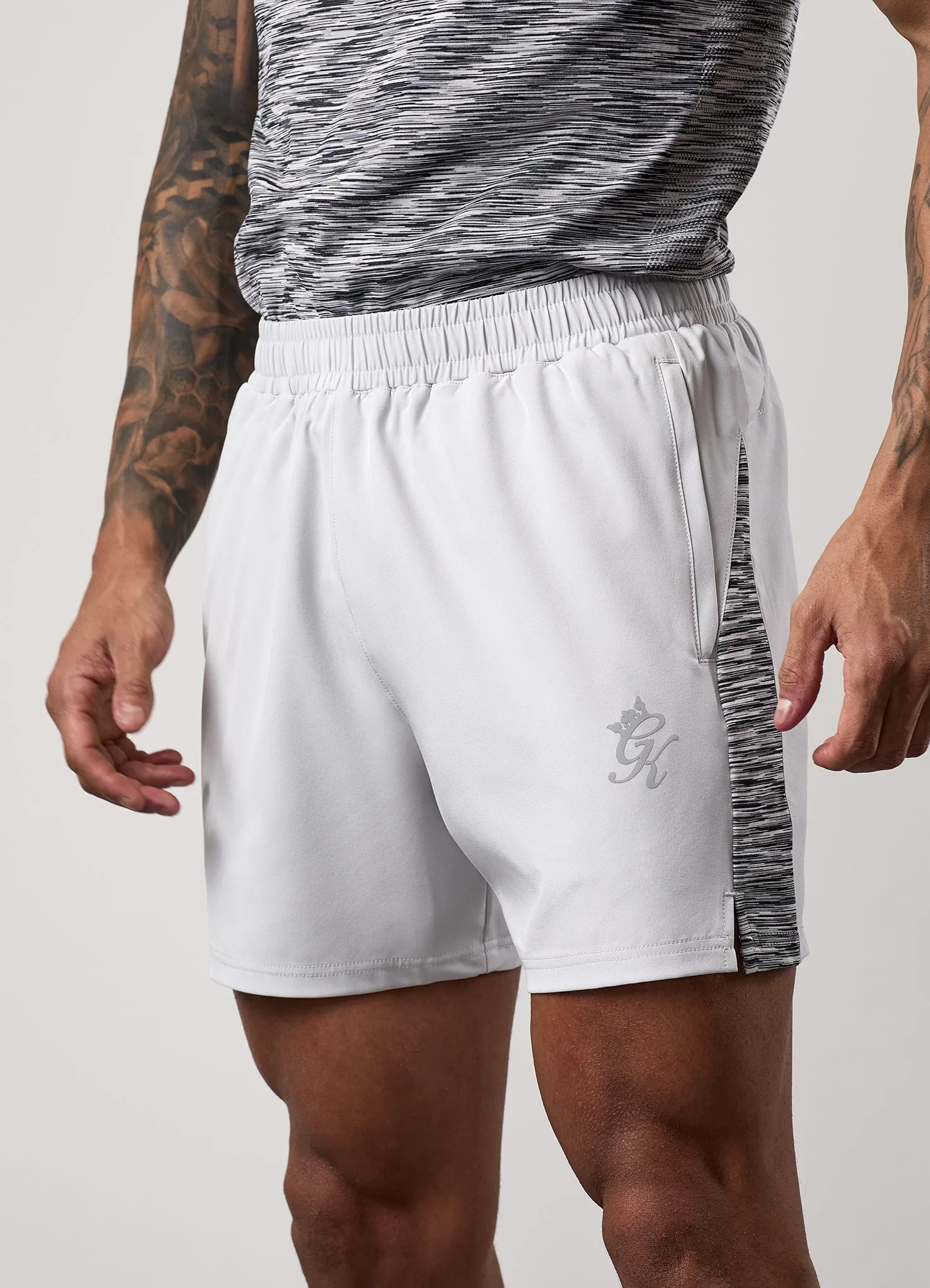 Gym King Space Dye Panel 5" Short - Light Grey/Black sold by The Gym King