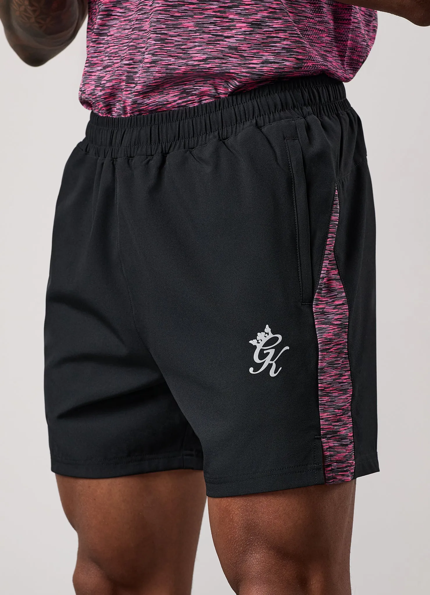 Gym King Space Dye Panel 5" Short - Black/Pink sold by The Gym King