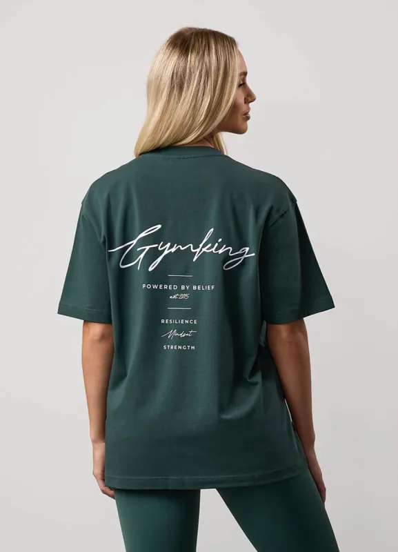 Gym King Reset Boyfriend Tee - Deep Forest Green sold by The Gym King