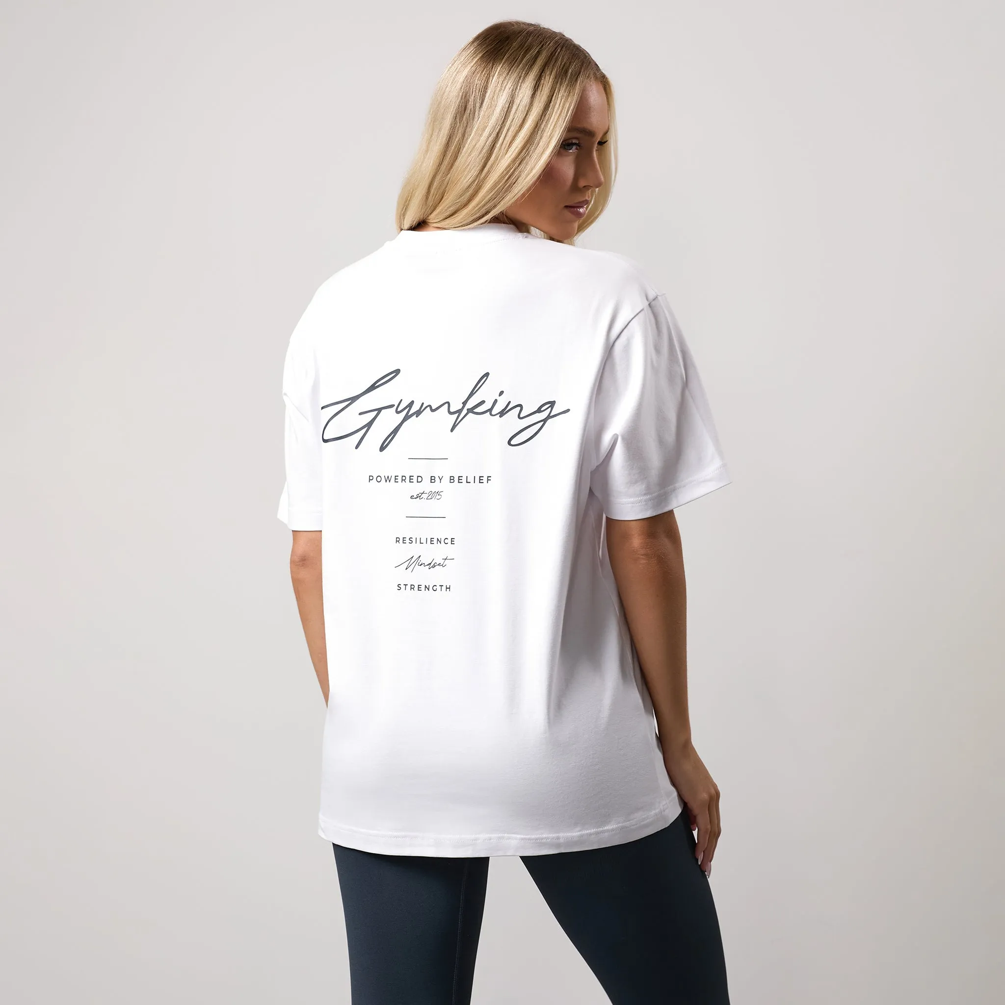 Gym King Reset Boyfriend Tee - White/Midnight Blue sold by The Gym King product image thumbnail 2