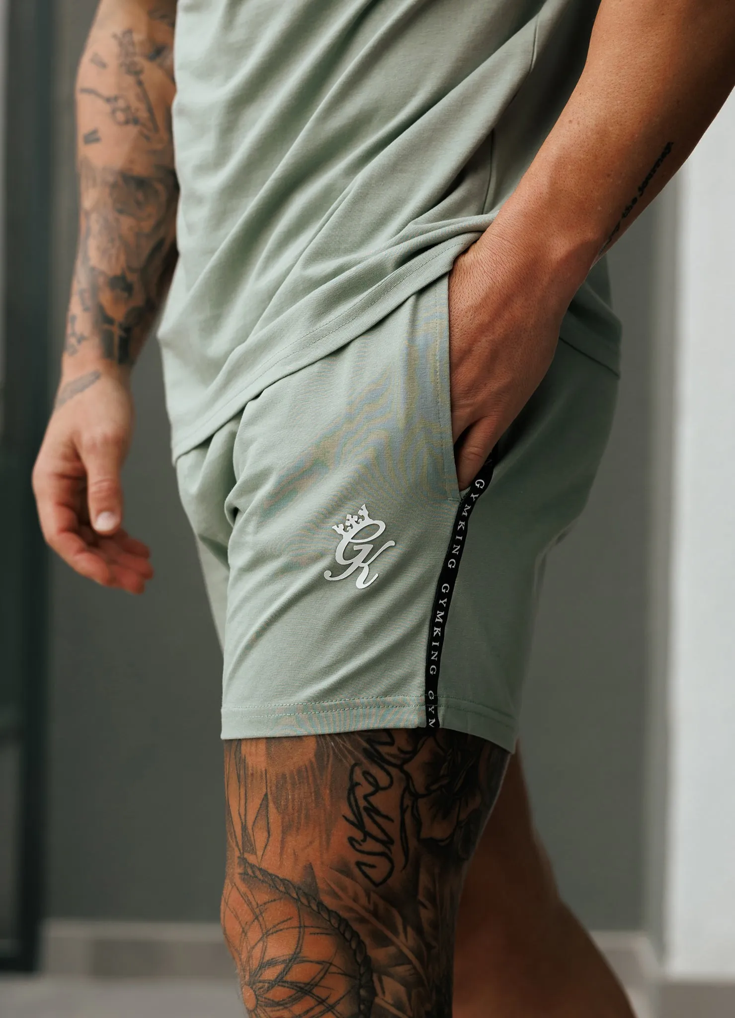 Gym King Taped Jersey Short - Frosted Sage sold by The Gym King