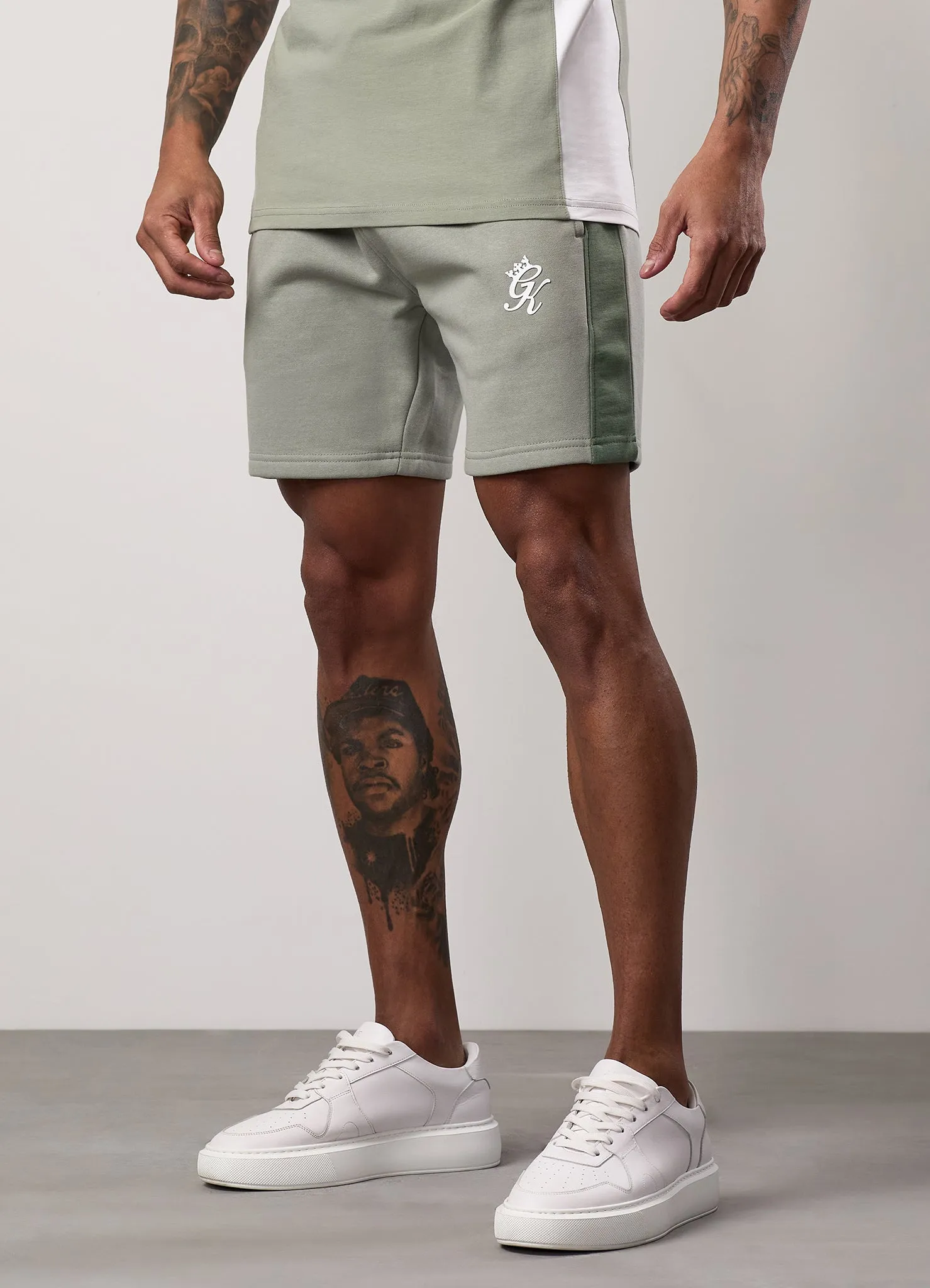 Gym King Contrast Panel Short - Fern/Soft Khaki/White sold by The Gym King product image thumbnail 5
