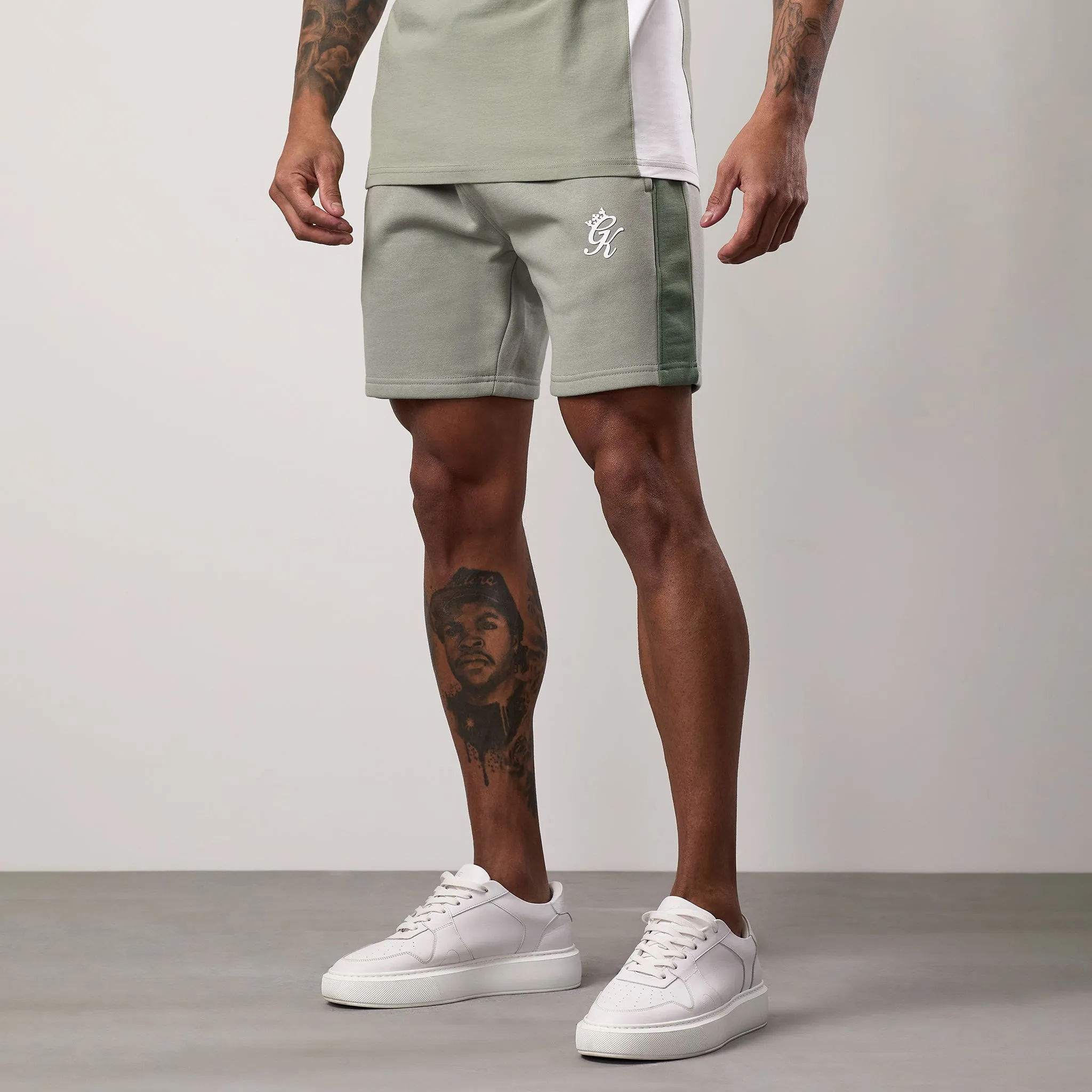 Gym King Contrast Panel Short - Fern/Soft Khaki/White sold by The Gym King product image thumbnail 2