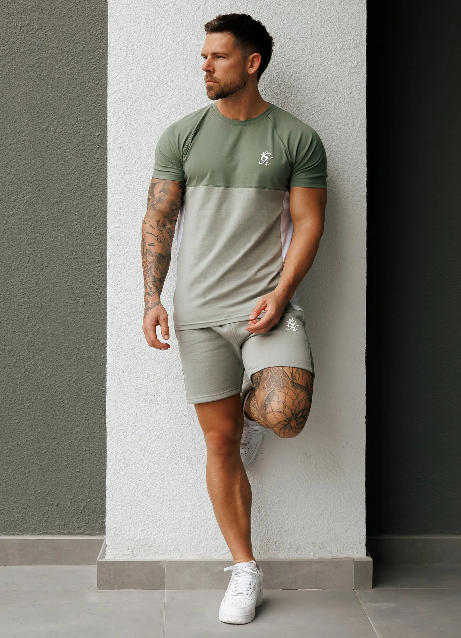 Gym King Contrast Panel Short - Fern/Soft Khaki/White sold by The Gym King product image thumbnail 3