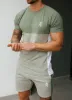 Gym King Contrast Panel Tee -  Fern Green/Soft Khaki/White sold by The Gym King