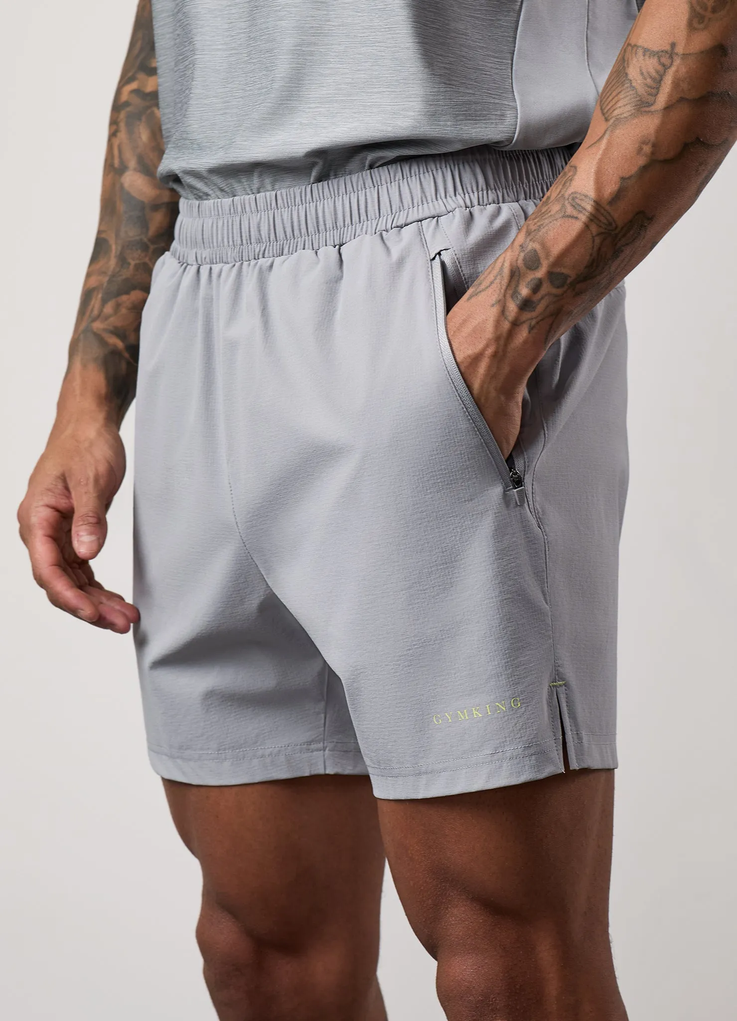 Gym King Fusion Hybrid 5" Short - Silver Grey sold by The Gym King