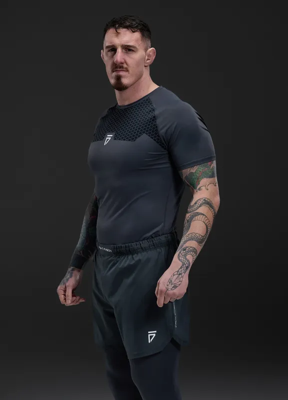 Gym King Fight Division Combat Short Sleeve Rash Guard - Graphite sold by The Gym King