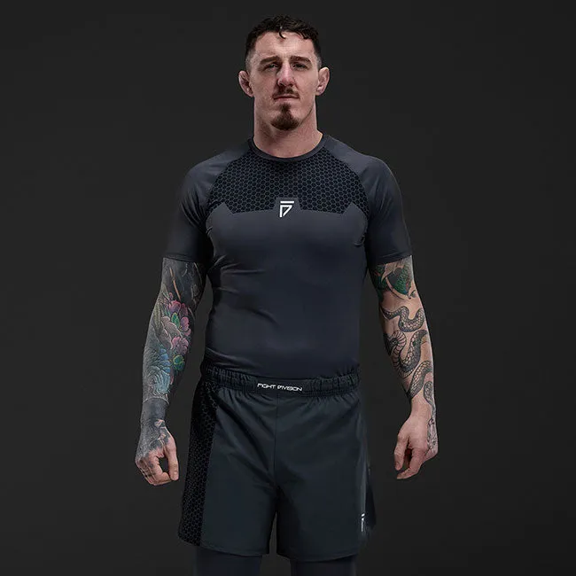 Gym King Fight Division Combat Short Sleeve Rash Guard - Graphite sold by The Gym King product image thumbnail 2
