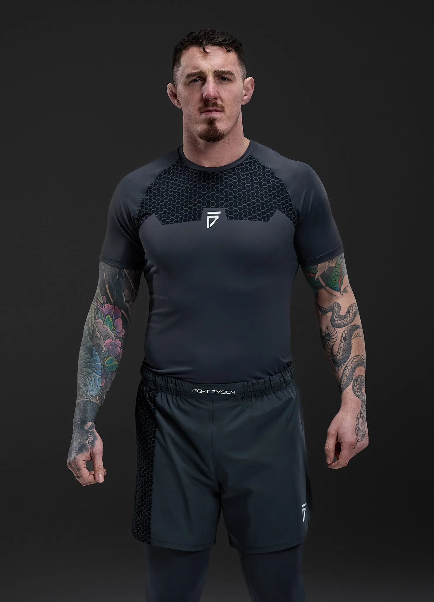 Gym King Fight Division Combat Short Sleeve Rash Guard - Graphite sold by The Gym King product image thumbnail 5