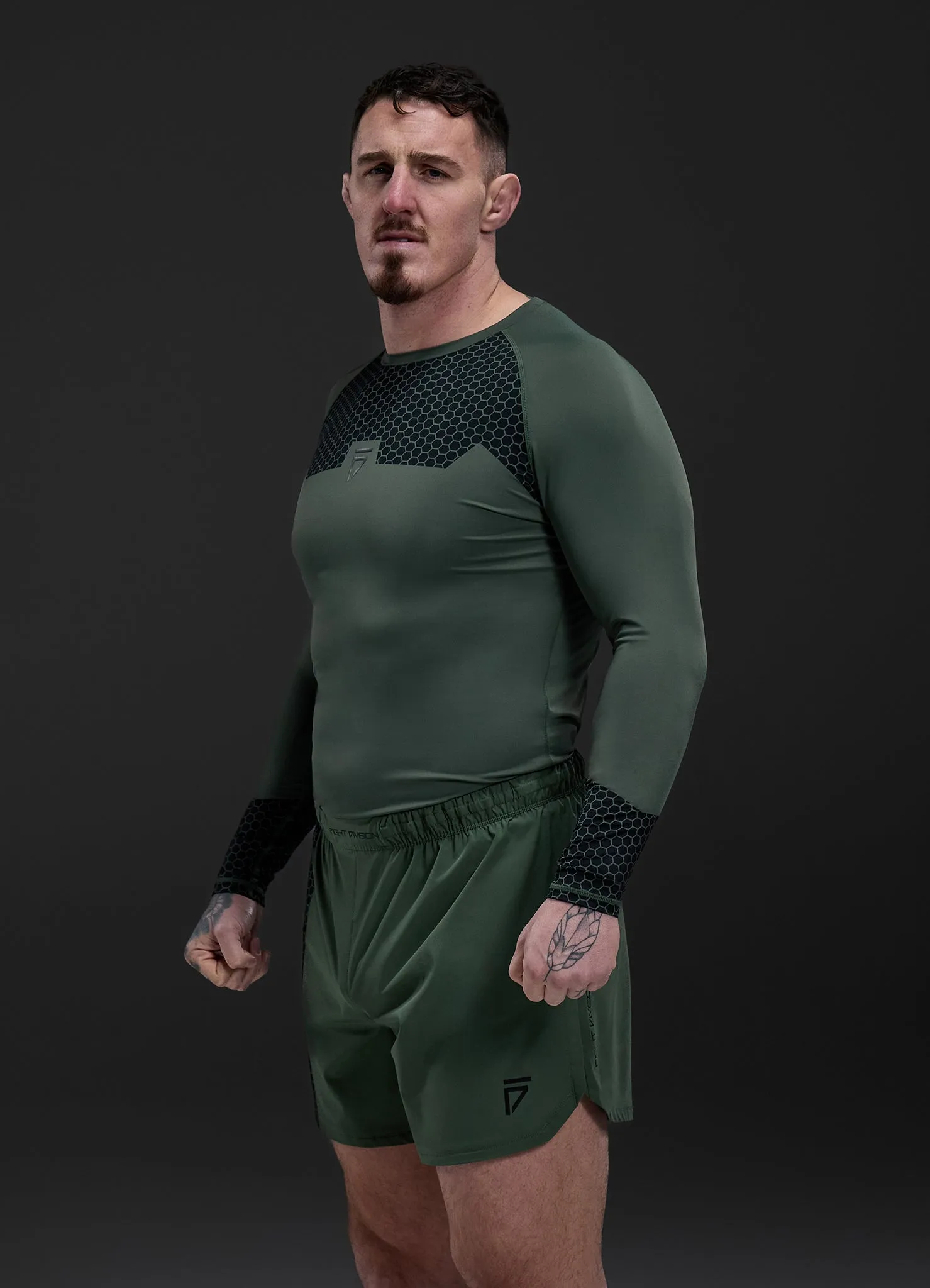 Gym King Fight Division Combat Long Sleeve Rash Guard - Deep Olive sold by The Gym King