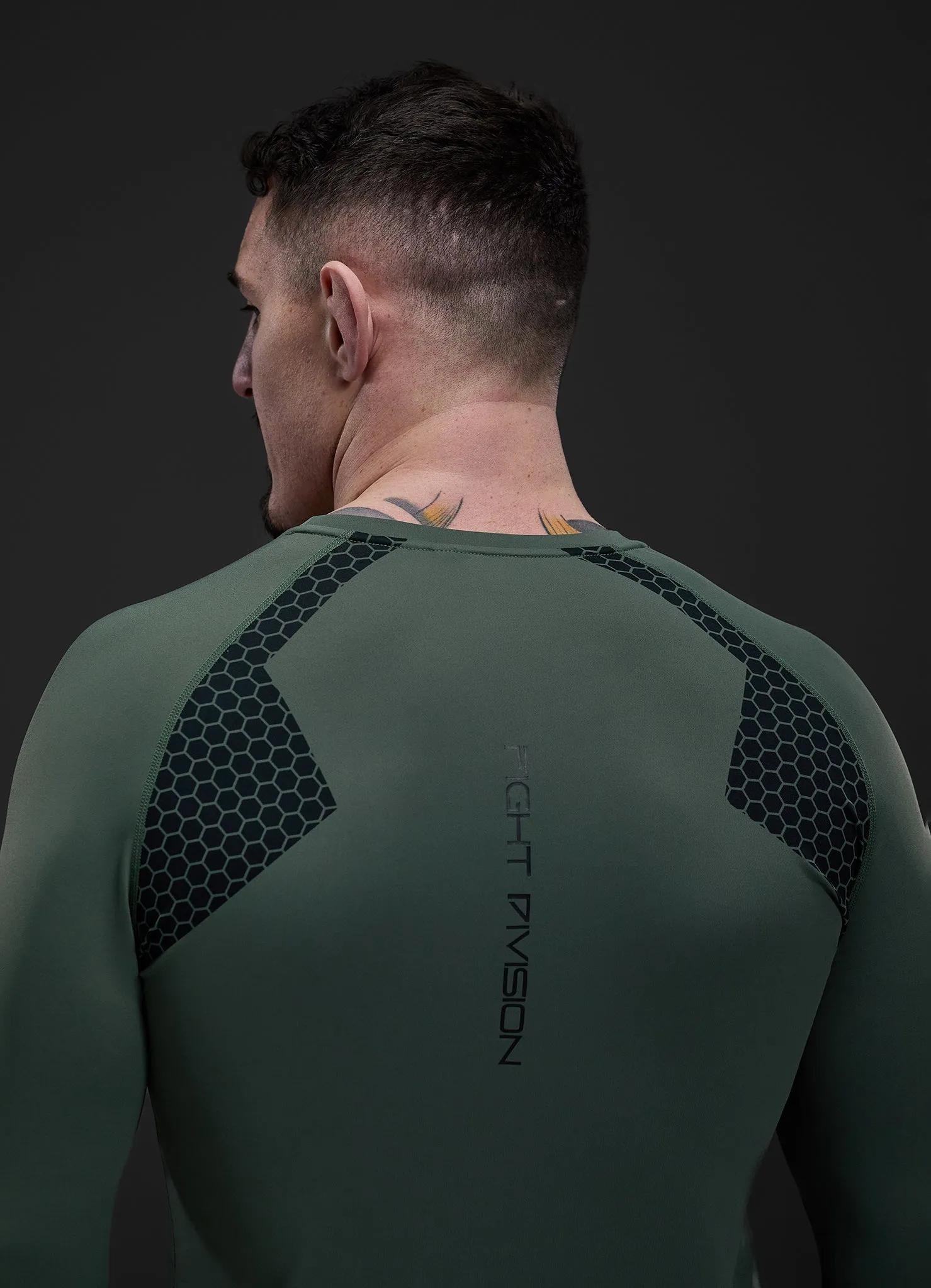 Gym King Fight Division Combat Long Sleeve Rash Guard - Deep Olive sold by The Gym King product image thumbnail 4