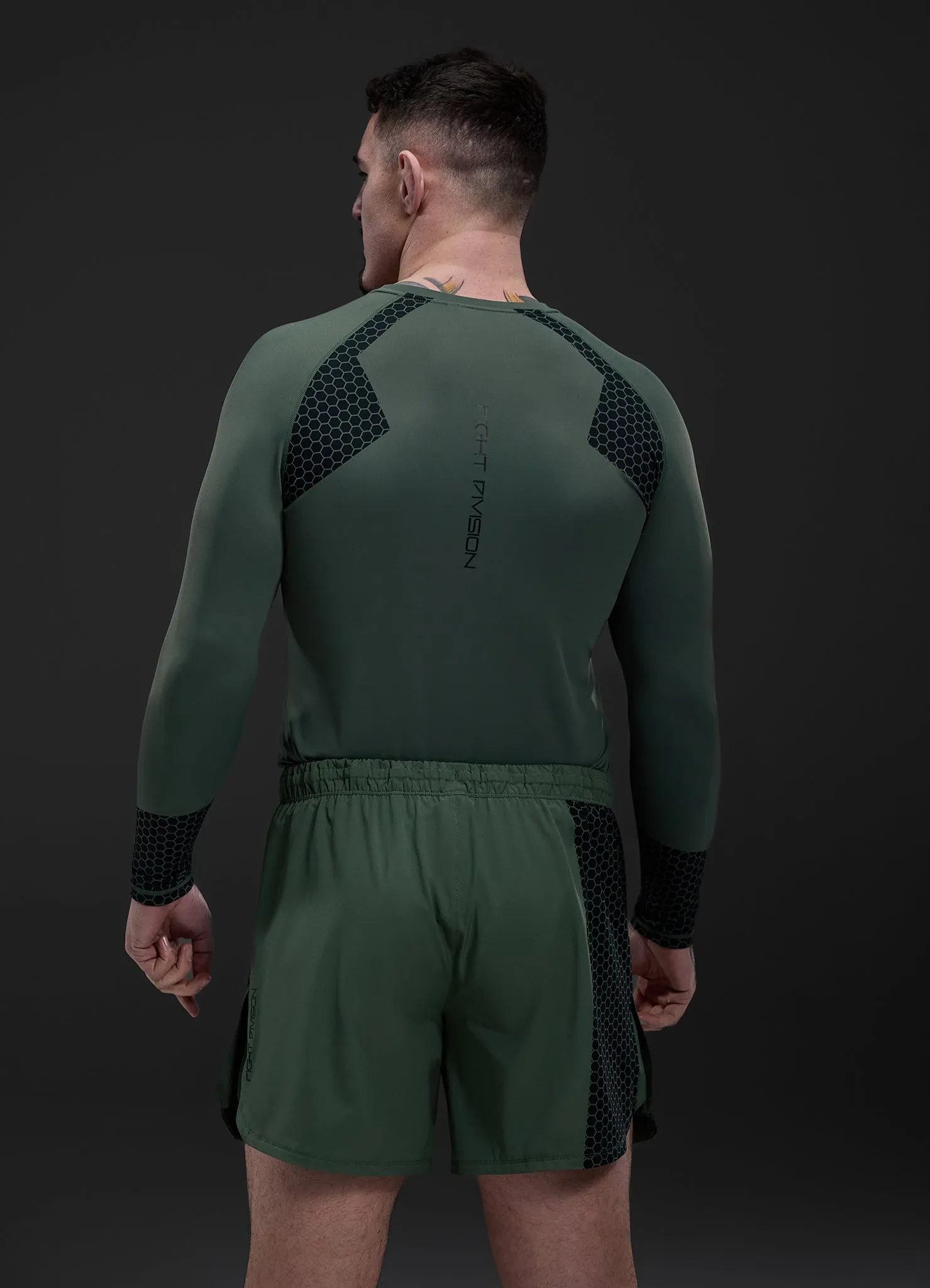 Gym King Fight Division Combat Long Sleeve Rash Guard - Deep Olive sold by The Gym King product image thumbnail 3