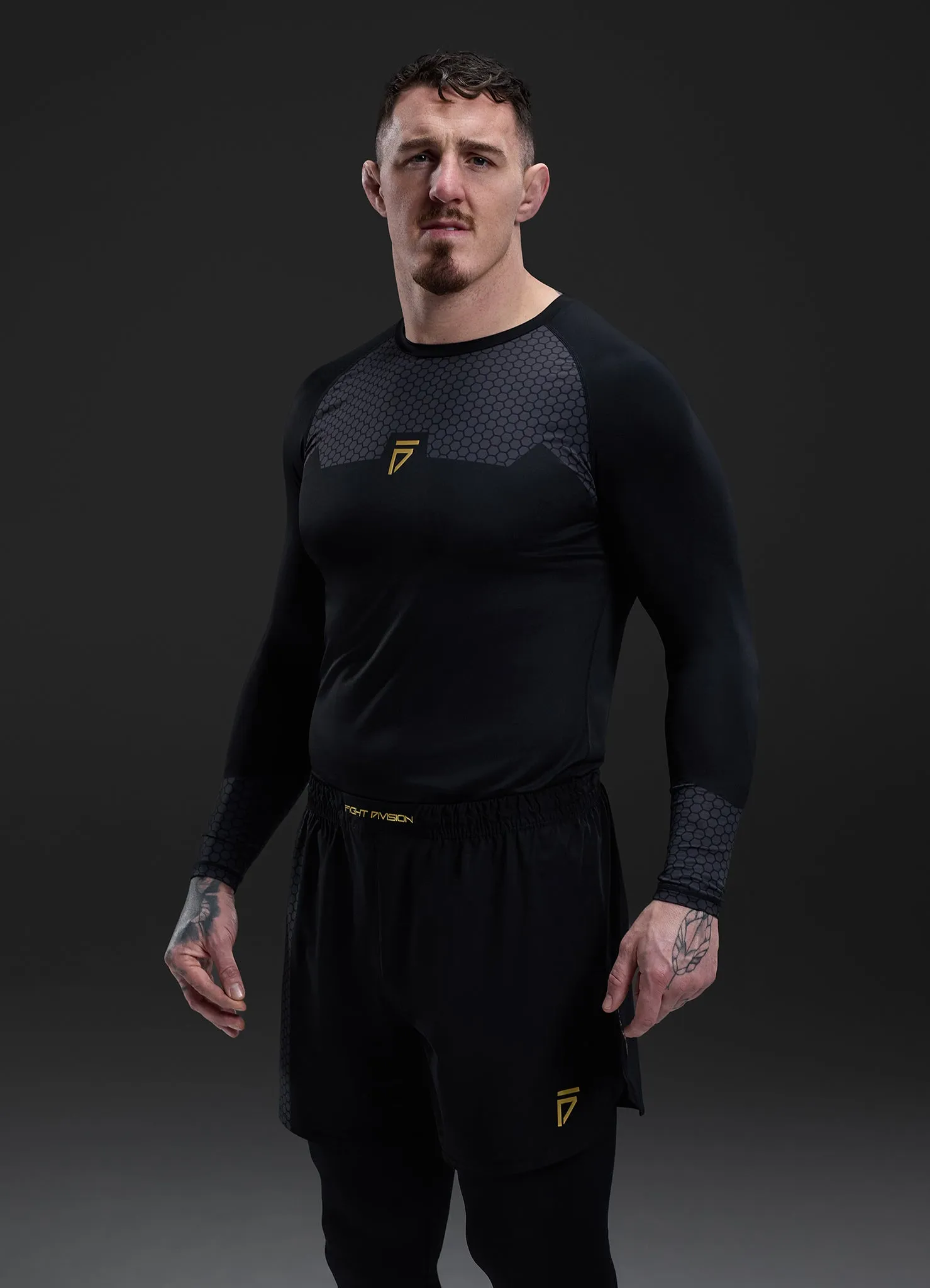 Gym King Fight Division Combat Long Sleeve Rash Guard - Black sold by The Gym King