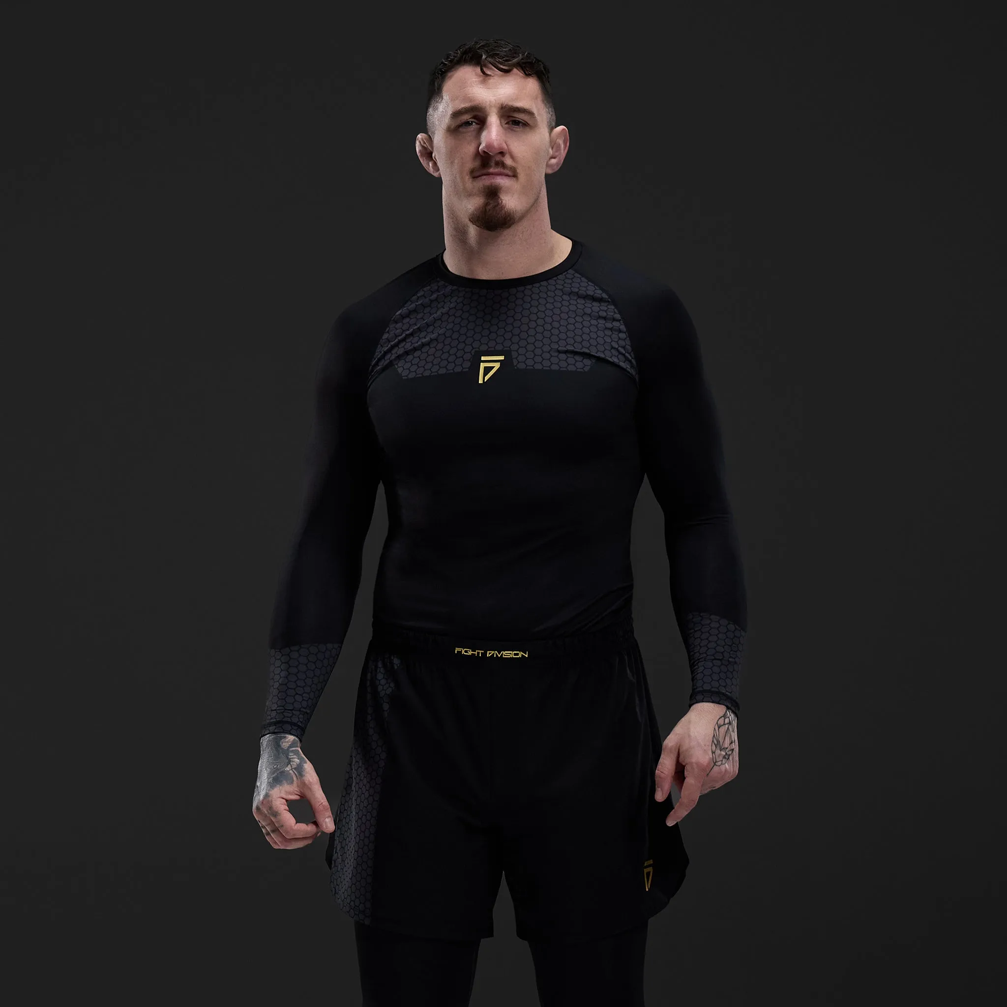 Gym King Fight Division Combat Long Sleeve Rash Guard - Black sold by The Gym King product image thumbnail 2