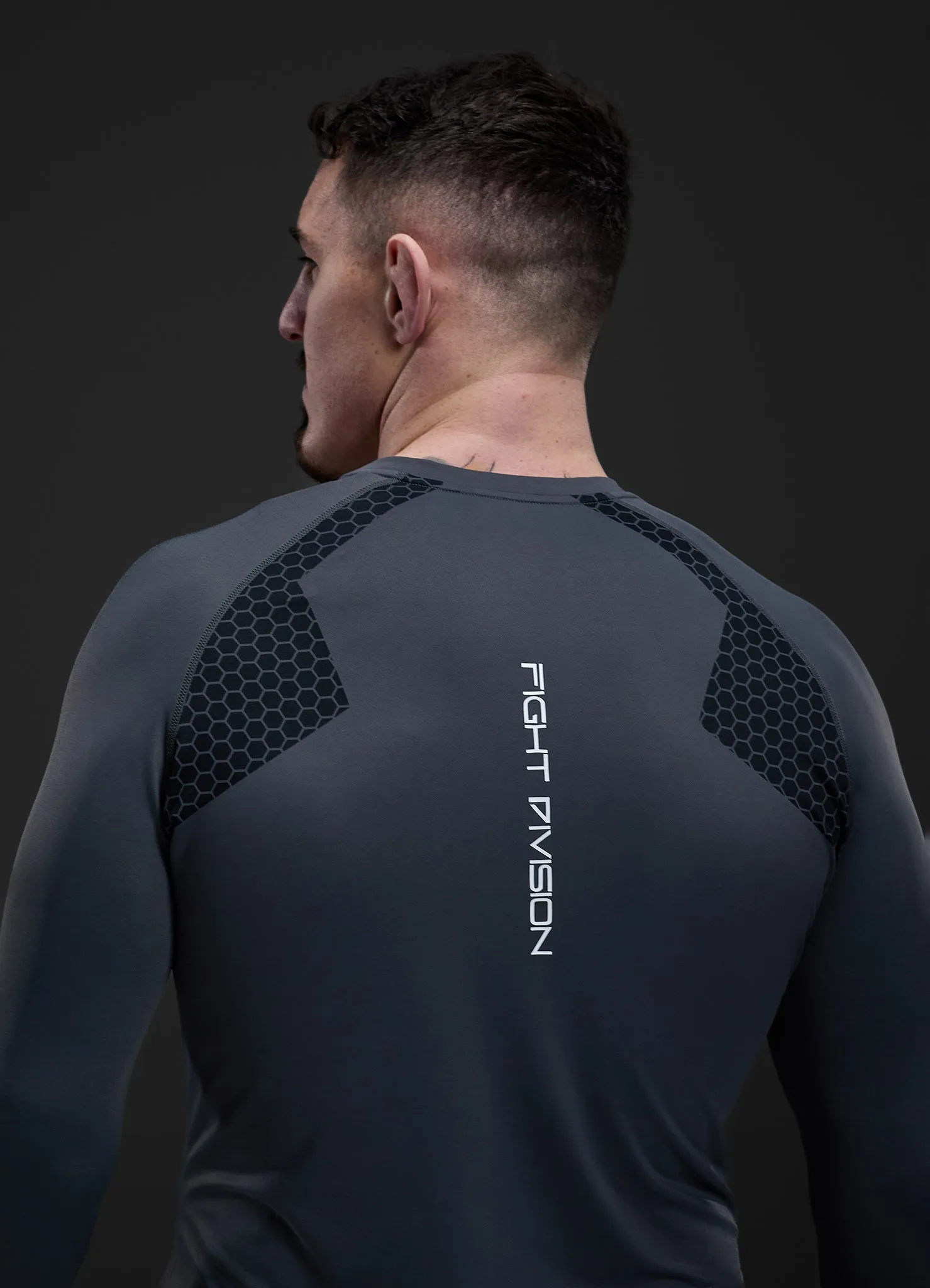 Gym King Fight Division Combat Long Sleeve Rash Guard - Graphite sold by The Gym King product image thumbnail 3