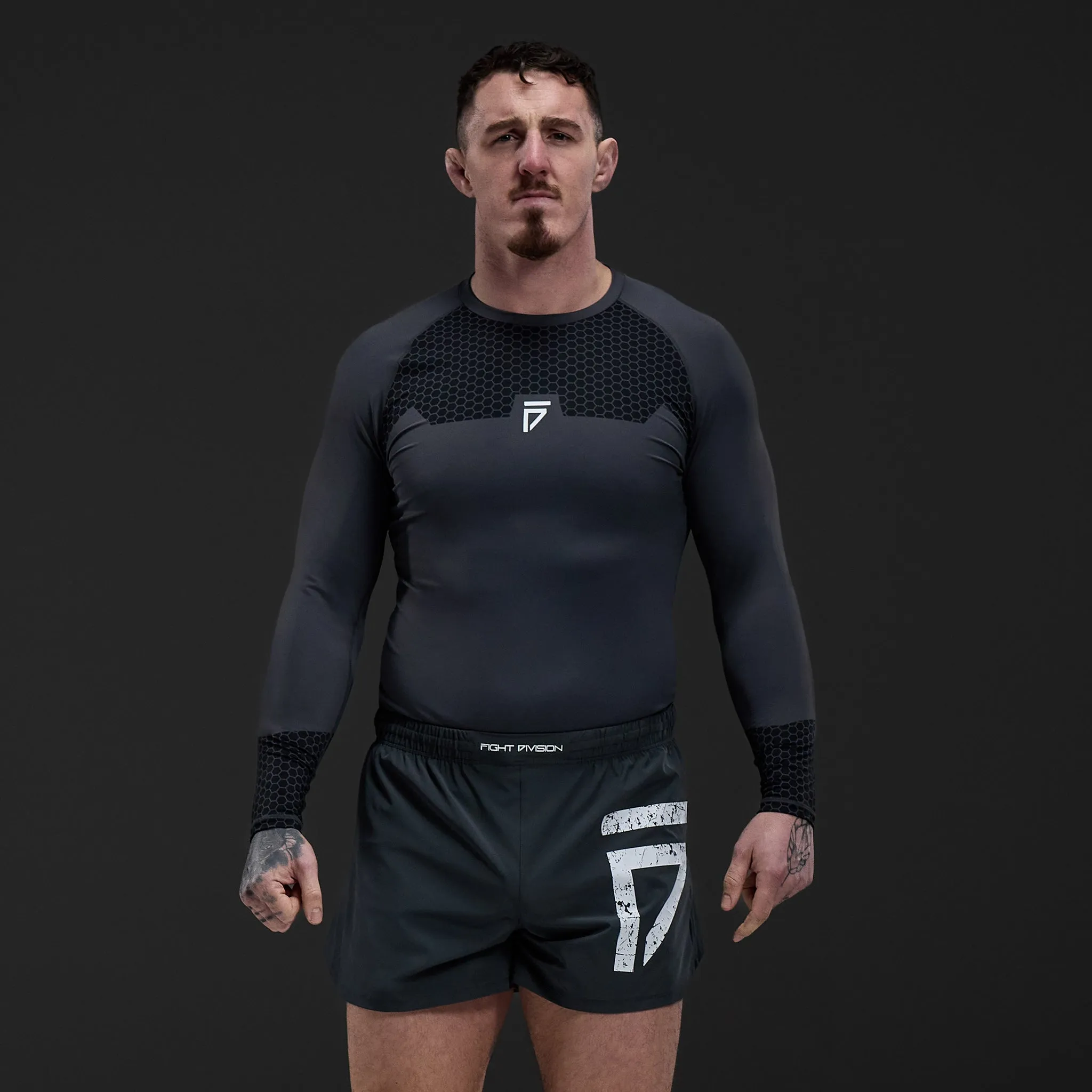 Gym King Fight Division Combat Long Sleeve Rash Guard - Graphite sold by The Gym King product image thumbnail 2