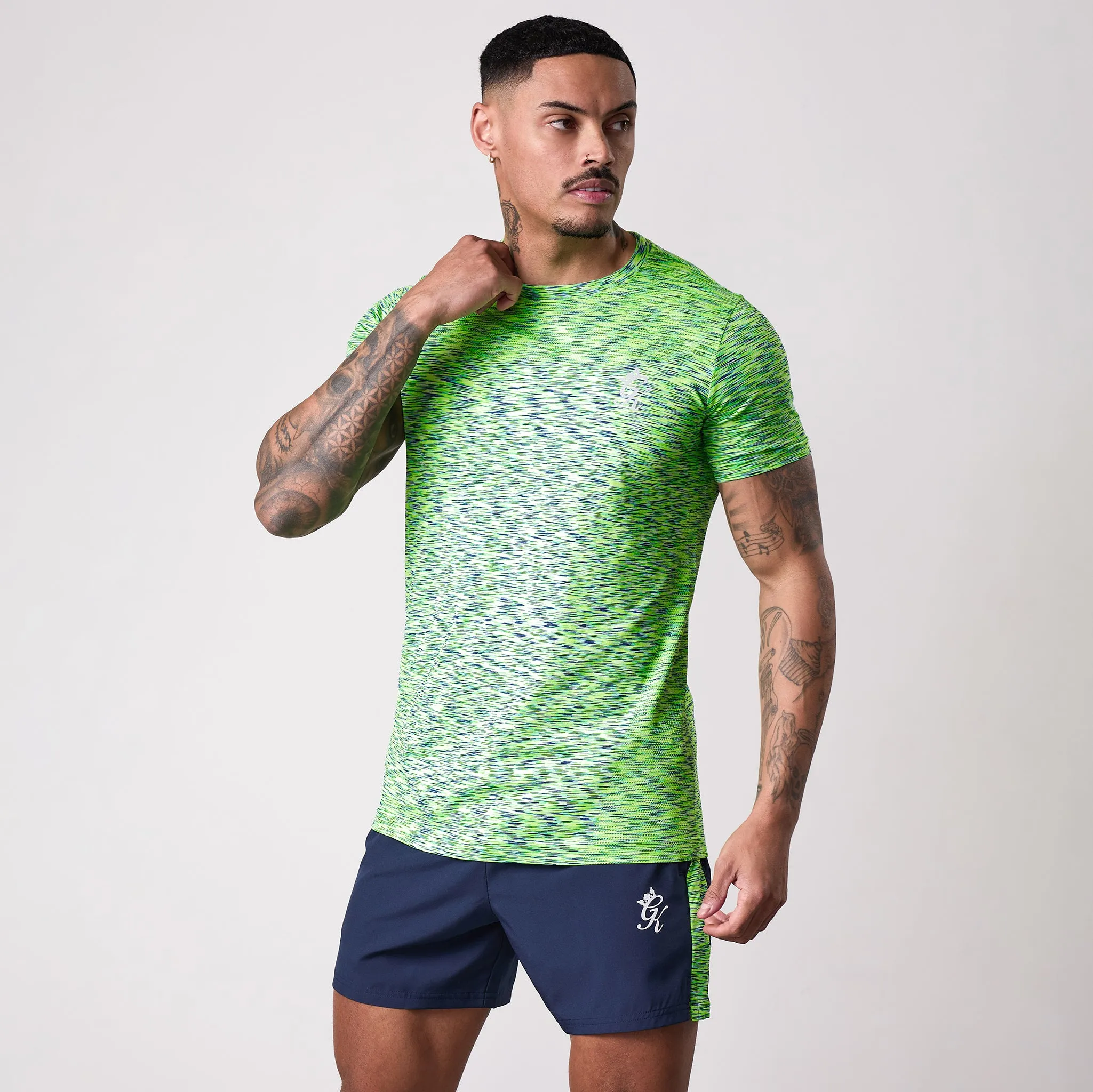 Gym King Energy Seamless Space Dye Tee - Lime/Navy Grindle sold by The Gym King product image thumbnail 2