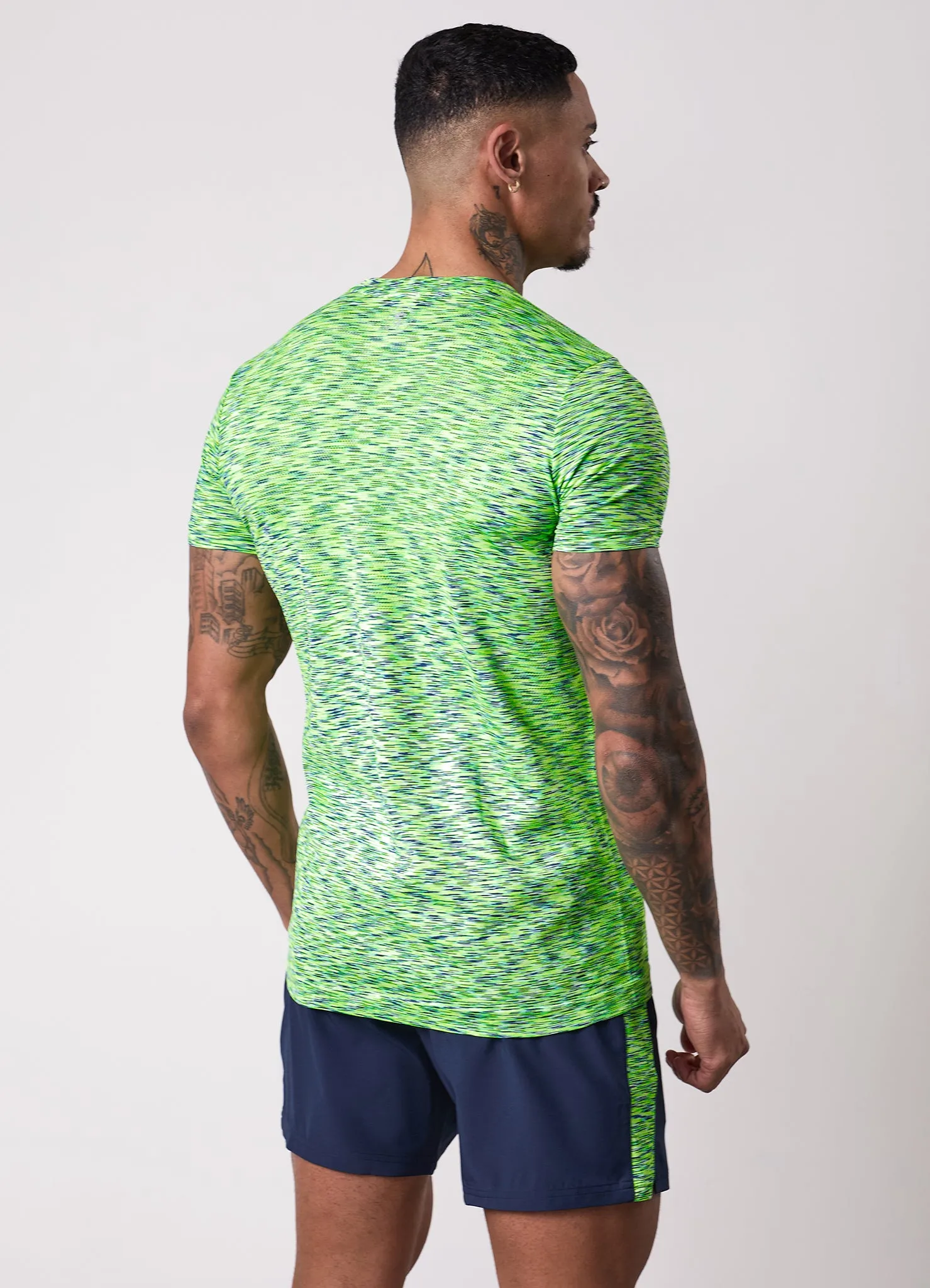 Gym King Energy Seamless Space Dye Tee - Lime/Navy Grindle sold by The Gym King product image thumbnail 3