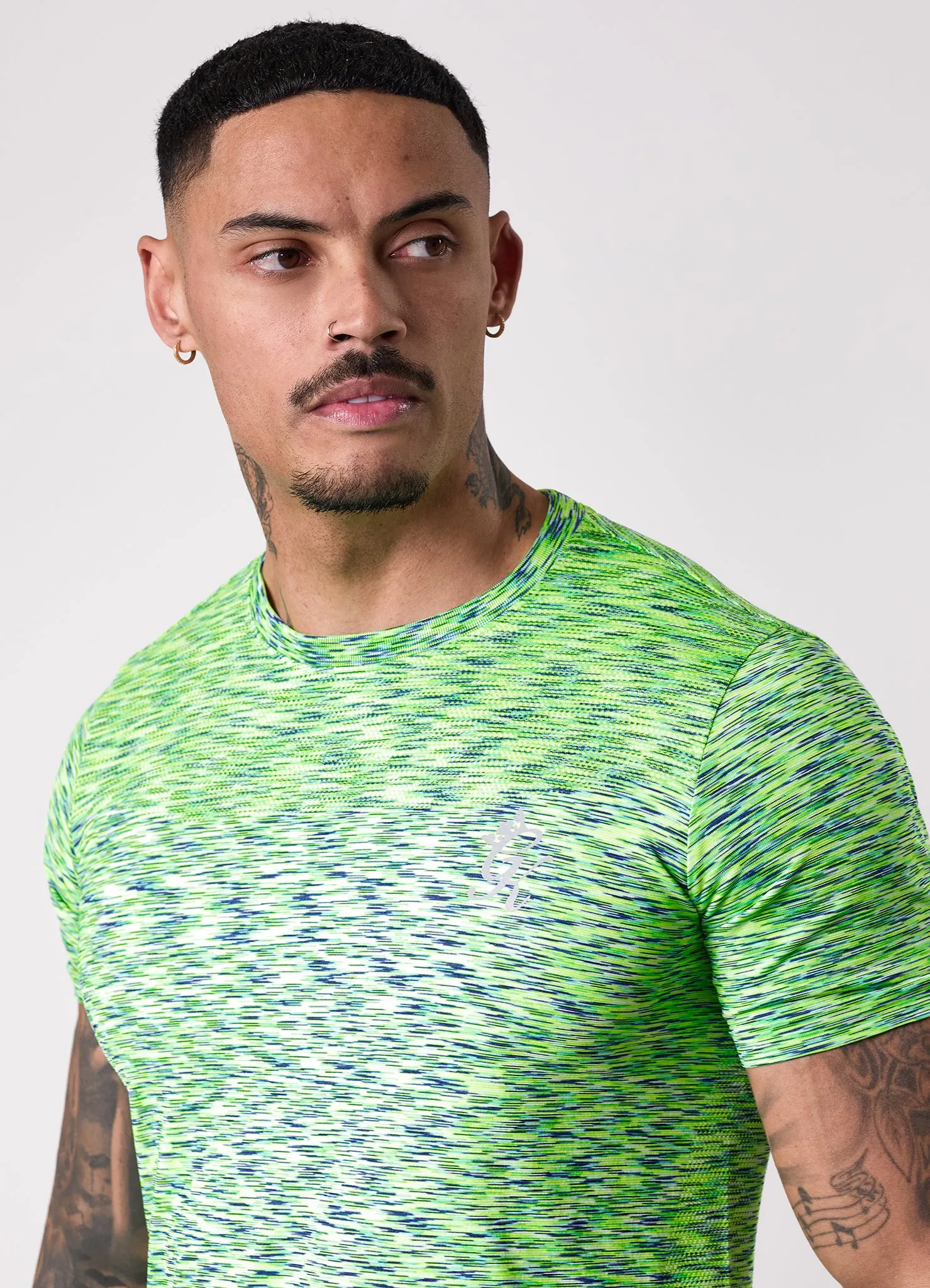 Gym King Energy Seamless Space Dye Tee - Lime/Navy Grindle sold by The Gym King product image thumbnail 5