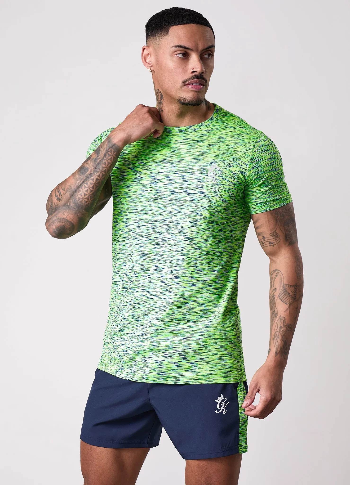 Gym King Energy Seamless Space Dye Tee - Lime/Navy Grindle sold by The Gym King