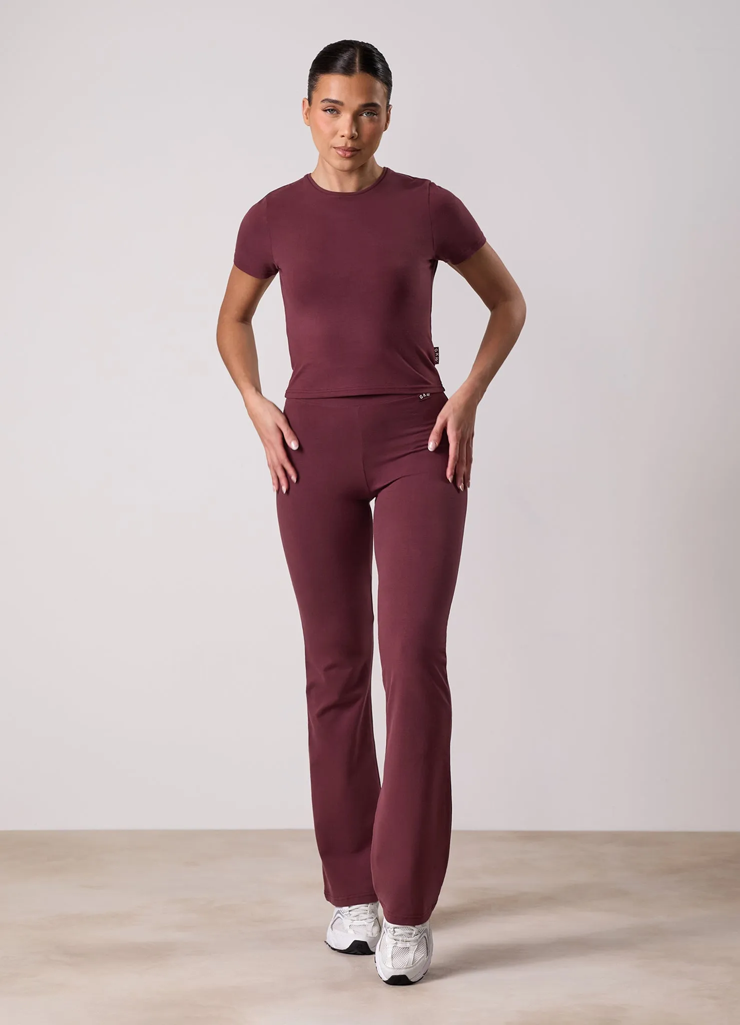 Gym King Plush Jersey Flared Legging - Burgundy sold by The Gym King product image thumbnail 5