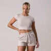 Gym King 365 Crop Jersey Tee - Pebble sold by The Gym King