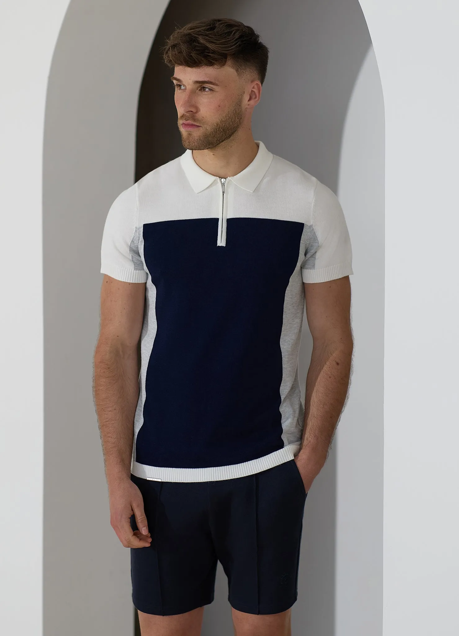 Gym King Signature Colour Block Polo - Navy sold by The Gym King