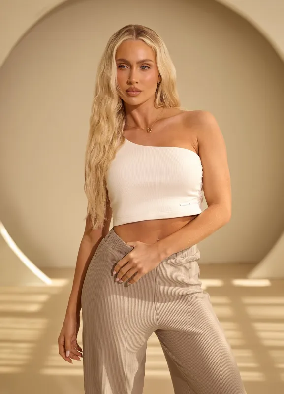 Gym King Rib Asymmetric Vest - Cream sold by The Gym King