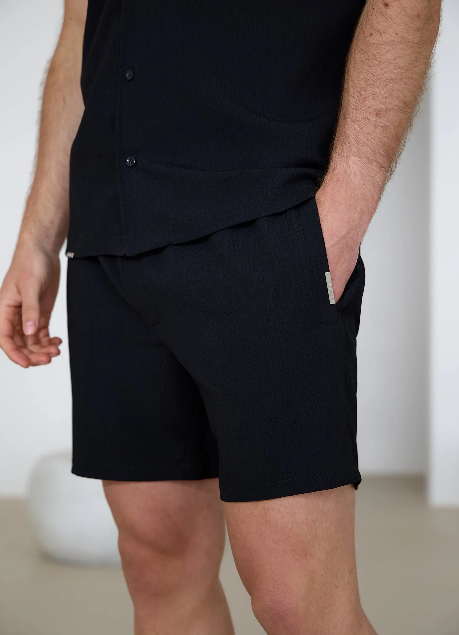 Gym King Signature Woven Texture Short - Black sold by The Gym King