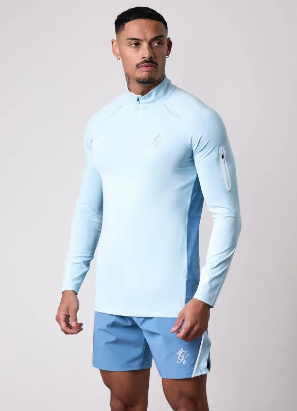 Gym King Flex 2.0 1/4 Zip Funnel - Iced Aqua/Coastal Blue sold by The Gym King