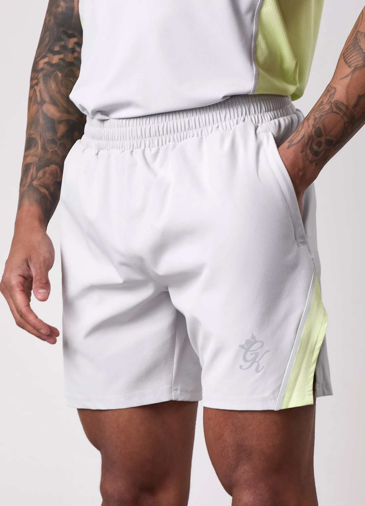 Gym King Flex 2.0 Short - Light Grey/Sherbet Lime sold by The Gym King