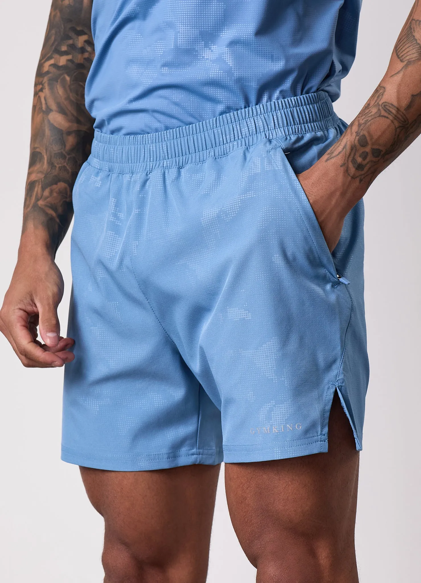 Gym King Debossed Camo Short 5" - Coastal Blue sold by The Gym King product image thumbnail 4