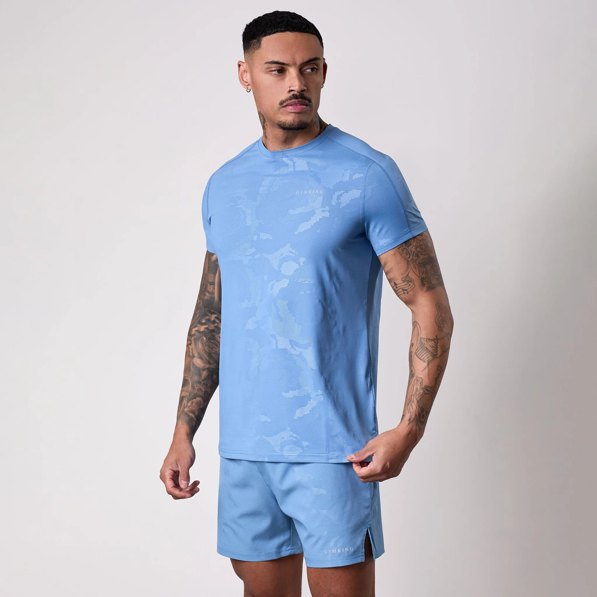 Gym King Debossed Camo Short Sleeve Tee - Coastal Blue sold by The Gym King product image thumbnail 2