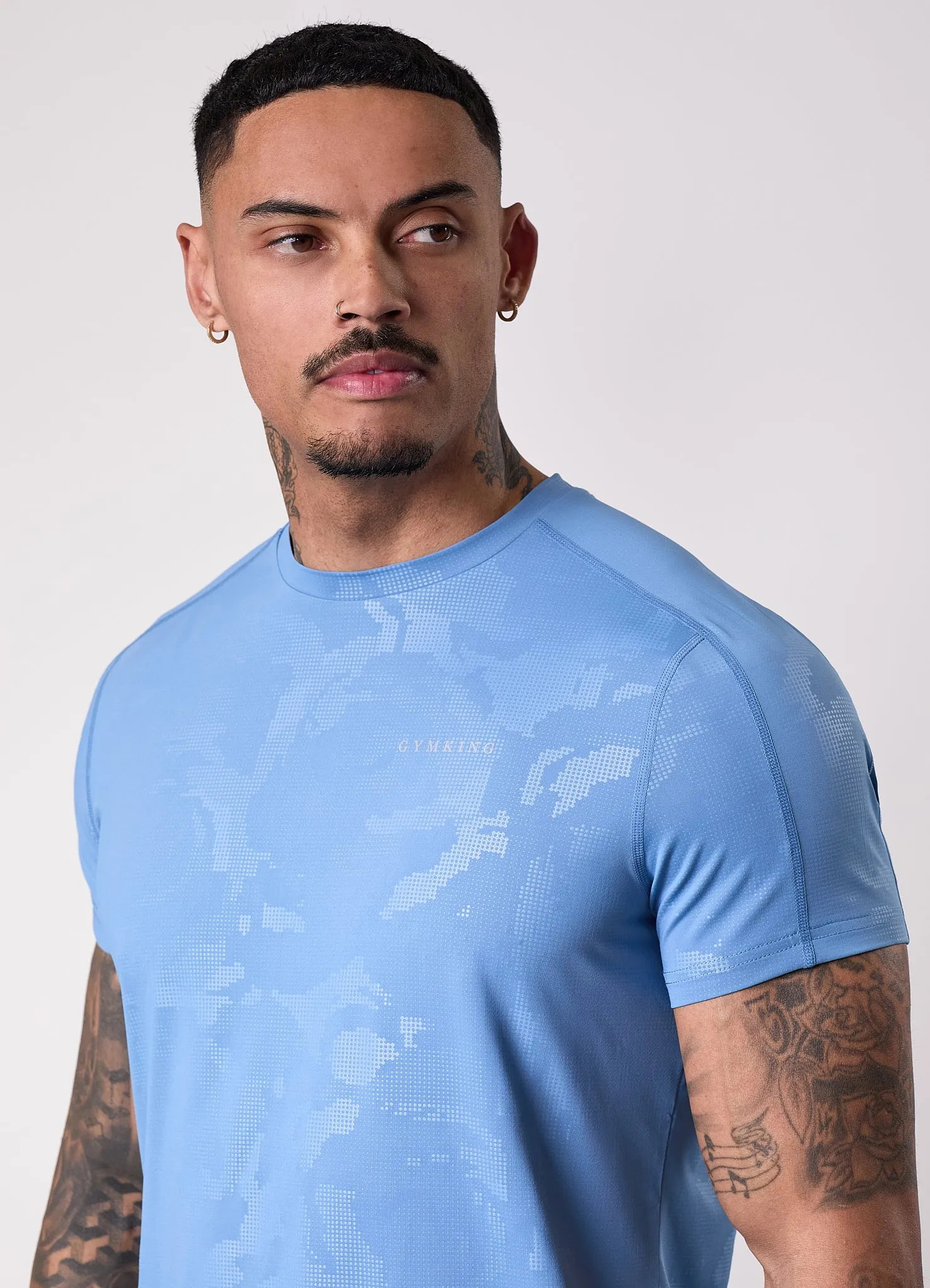 Gym King Debossed Camo Short Sleeve Tee - Coastal Blue sold by The Gym King product image thumbnail 5