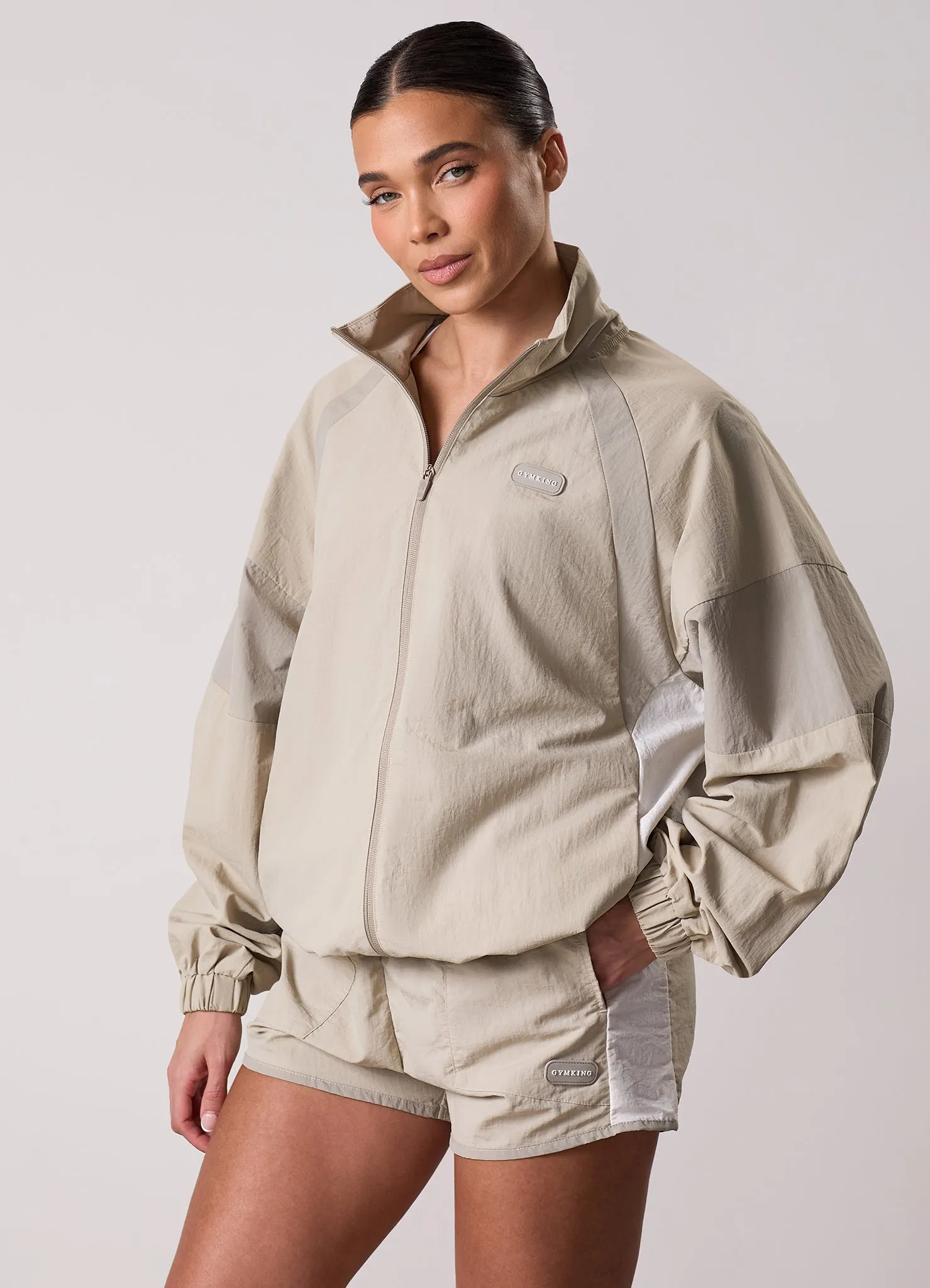 Gym King Track Woven Jacket - Vanilla Brown sold by The Gym King