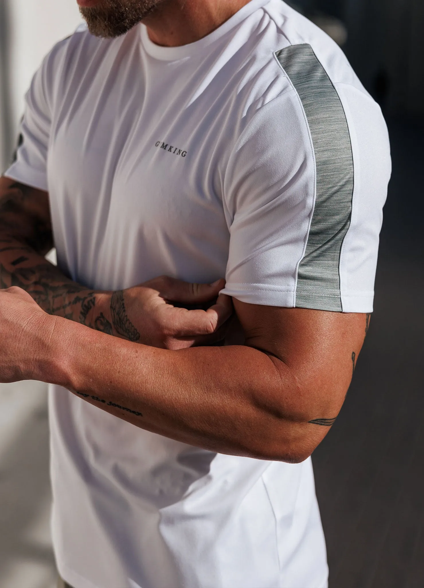 Gym King Core Plus Poly 2.0 Tee - White/Soft Khaki sold by The Gym King product image thumbnail 3