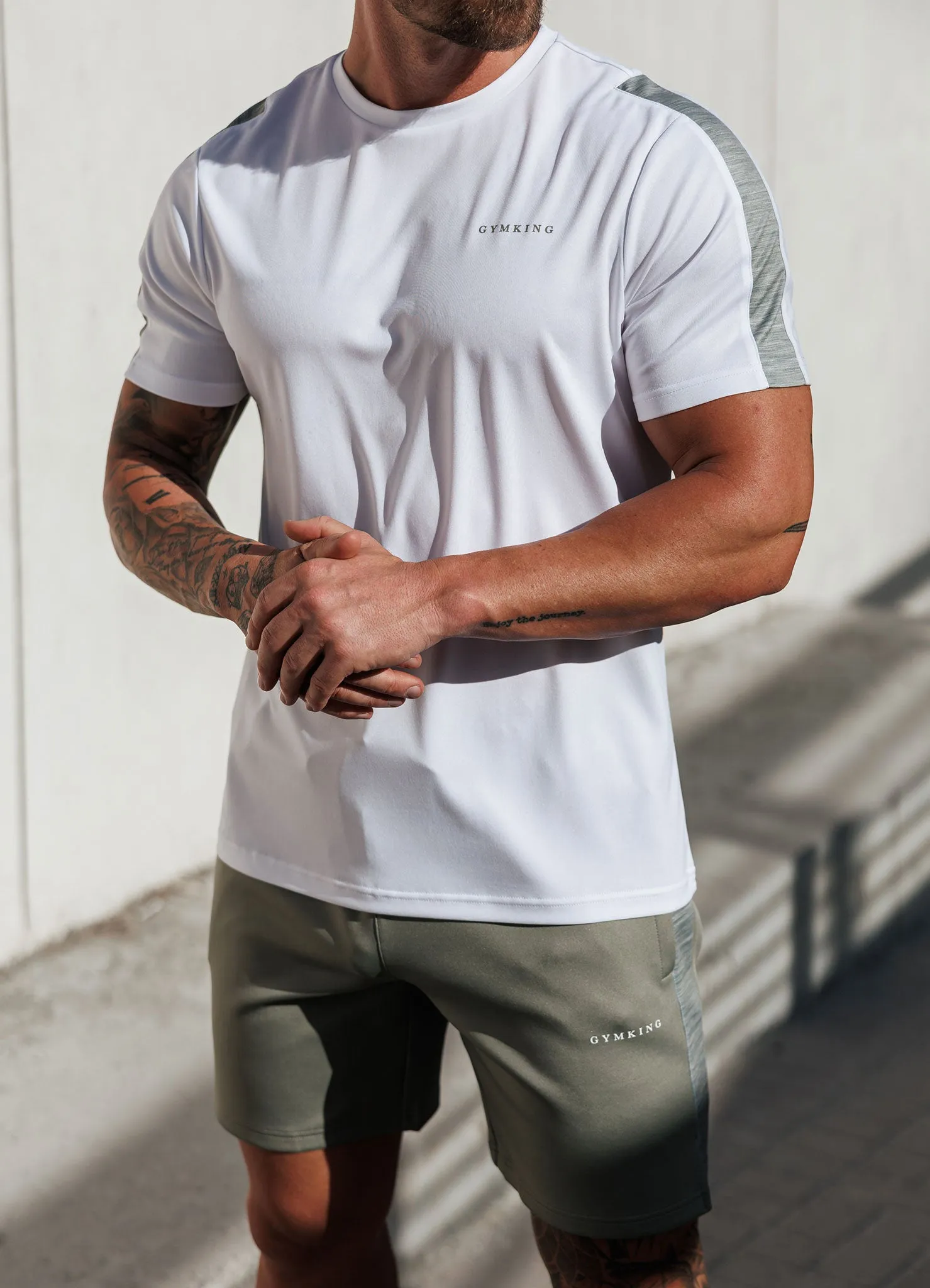 Gym King Core Plus Poly 2.0 Tee - White/Soft Khaki sold by The Gym King product image thumbnail 5